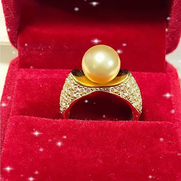 18k yellow gold ring with SS Pearl - Picture 3 of 8